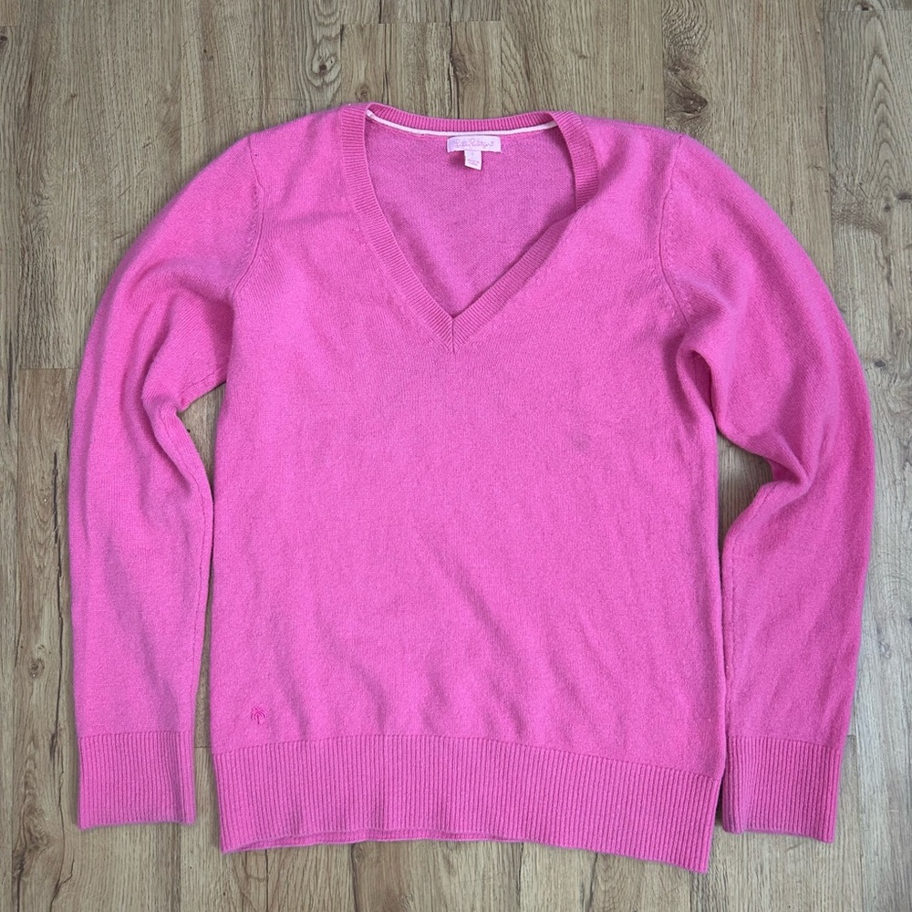 Lilly Pulitzer Cashmere Sweater Pink V-Neck
